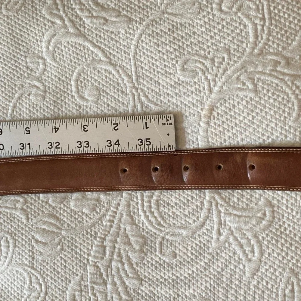 Coach British Tan Leather Brass Belt Buckle Size 38 sblk